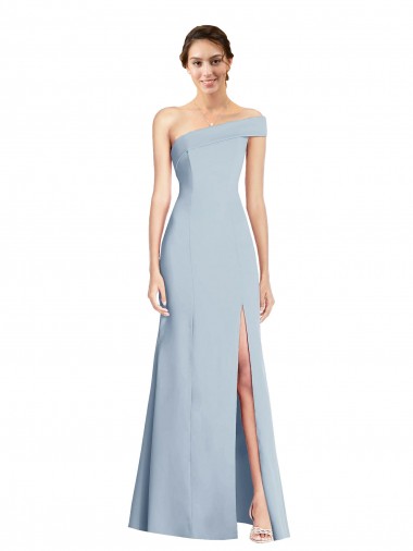 Asymmetrical Off the Shoulder Cuff Trumpet Bridesmaid Dress With Front Slit UK