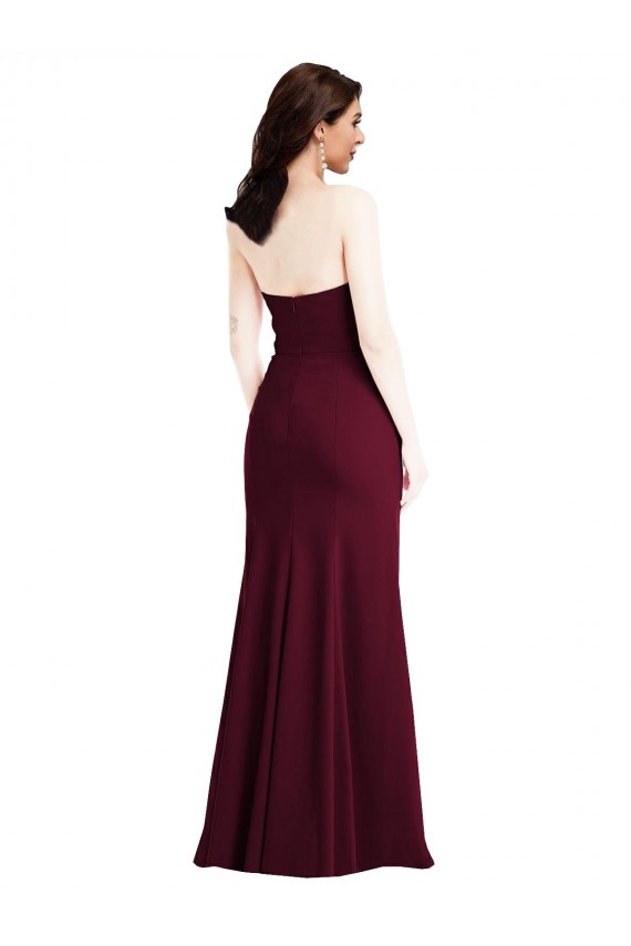 Strapless Crepe Maxi Bridesmaid Dress with Front Slit UK