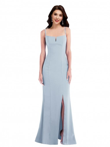 Flattering Crepe Trumpet Maxi Bridesmaid Dress with Front Slit UK