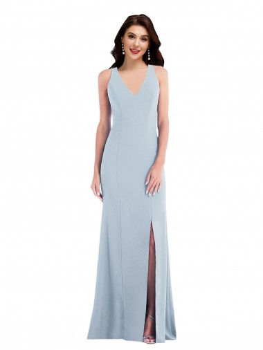 Criss Cross Cutout Back Maxi Bridesmaid Dress with Front Slit UK