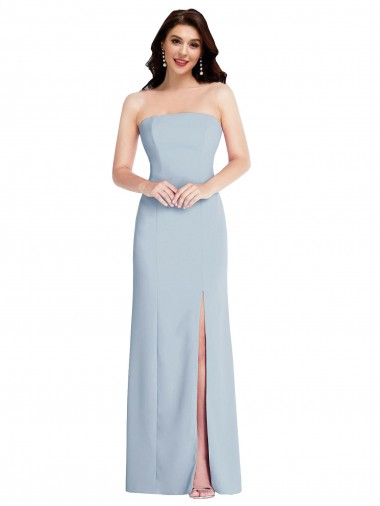 Strapless Scoop Back Maxi Bridesmaid Dress with Front Slit UK