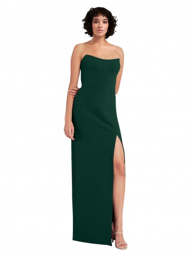 Scooped Strapless Neckline Crepe Bridesmaid Dress with Side Slit UK