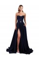 Sweetheart Neckline Low Back Long Crepe Bridesmaid Dress with High Leg Spit UK