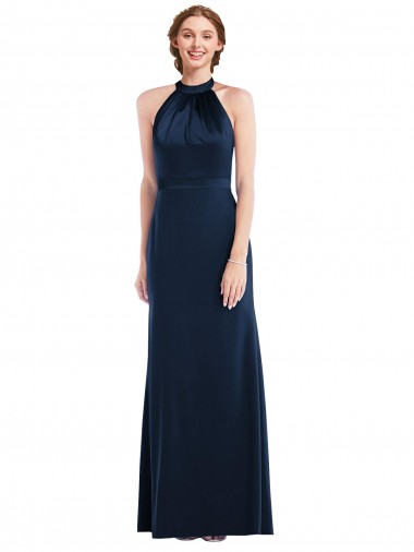 High Neck Open Back Long Maxi Bridesmaid Dress UK