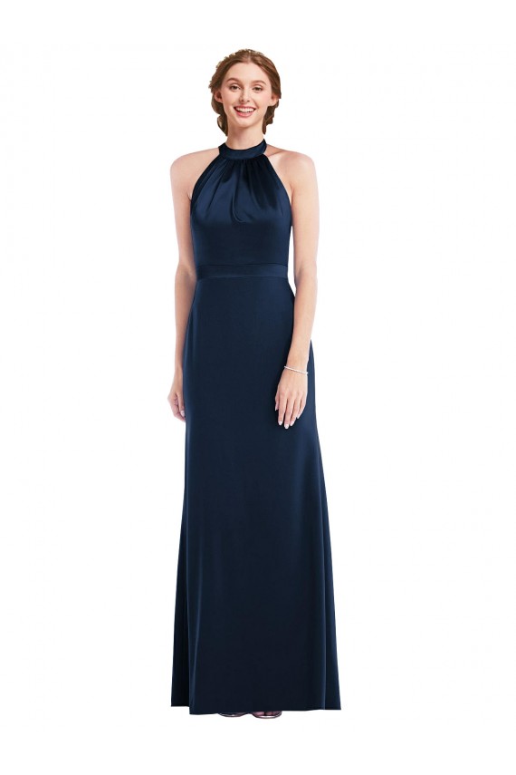 High Neck Open Back Long Maxi Bridesmaid Dress UK