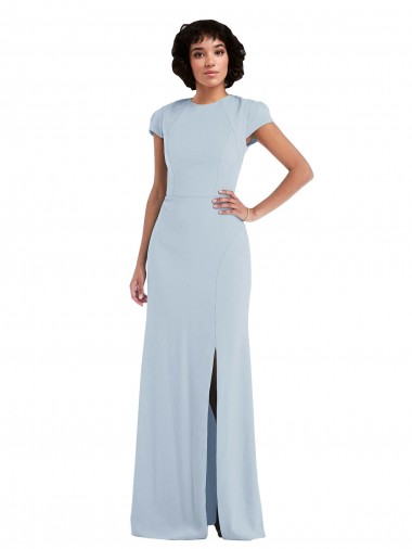 Cap Sleeve Cutout Tie Back Trumpet Bridesmaid Dress UK