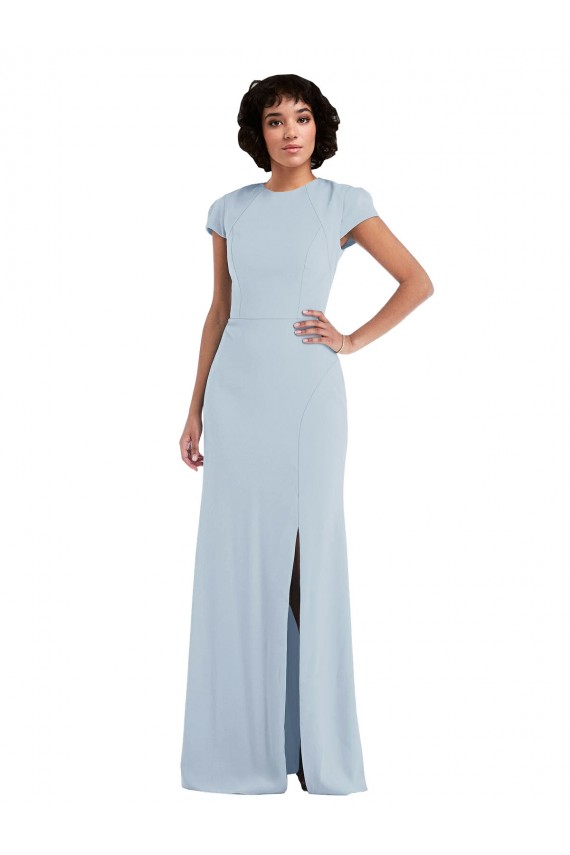 Cap Sleeve Cutout Tie Back Trumpet Bridesmaid Dress UK