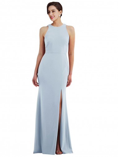 Cutout Open Back Halter Maxi Bridesmaid Dress with Scarf Tie UK