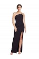 Long Floor Length Crepe Bridesmaid Dress with Side Split and One Strap UK