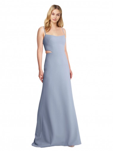 Feminine Scoop Neckline Long Crepe Slip Bridesmaid Dress  UK