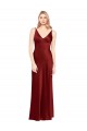 Full Length Long Stretch Satin Slip Bridesmaid Dress V-Back UK