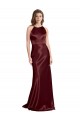 High Neck Halter Long Sleeveless Stretch Satin Bridesmaid Dress with Strappy Back UK