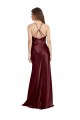 High Neck Halter Long Sleeveless Stretch Satin Bridesmaid Dress with Strappy Back UK