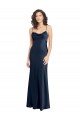 Cowl Neck Long Empire Waist Stretch Satin Bridesmaid Dress with Open Back UK