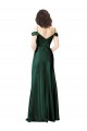 Off the Shoulder Sleeves Long Stretch Satin Bridesmaid Dress with Pleated Draped Neckline UK