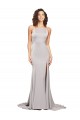 High Neck Low Back Long Full Length Stretch Satin Bridesmaid Dress UK