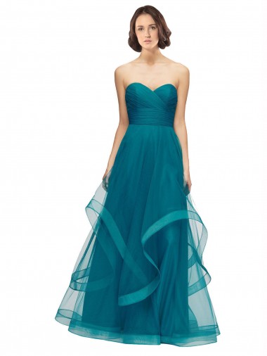 Sweetheart Tulle Bridesmaid Dress with Wide Waistband UK