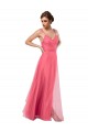 Flowy A-Line Tulle Bridesmaid Dress with Double Straps and V-Neck UK