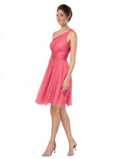 One Shoulder Short Knee Length Tulle Bridesmaid Dress UK