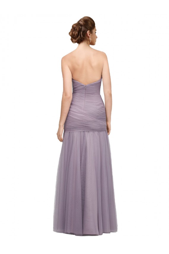 Draped Long Mermaid Sweetheart Tulle Bridesmaid Dress UK