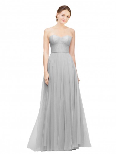 Long Twisted Sweetheart Neckline Tulle Bridesmaid Dress UK