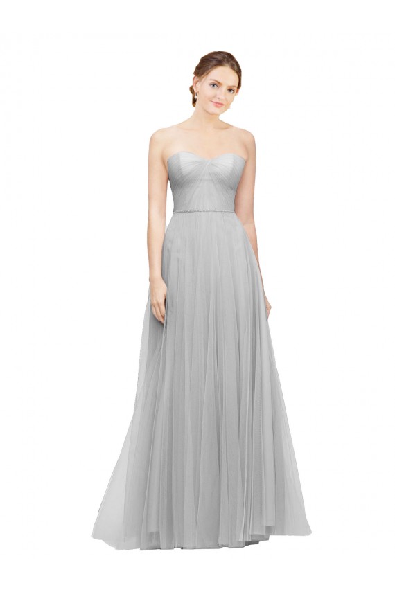 Long Twisted Sweetheart Neckline Tulle Bridesmaid Dress UK