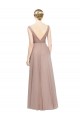 Full Length Draped Long V-Neck Tulle Bridesmaid Dress UK