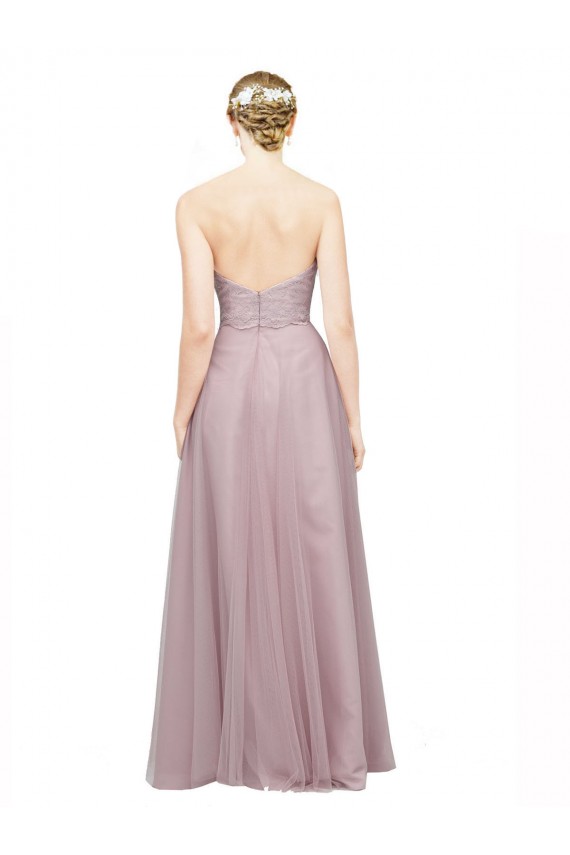 Sweetheart Neckline Long Tulle Bridesmaid Dress with Lace Bodice UK