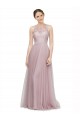 High Neck Long Tulle Bridesmaid Dress with Lace Bodice UK