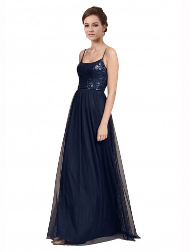 Spaghetti Strap Tulle Bridesmaids Dress with Ballerina Neckline UK