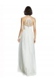 High Neckline Long Tulle Bridesmaid Dress with Illusion Front UK