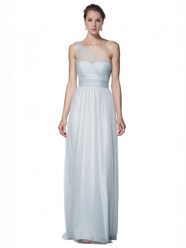 One Shoulder Illusion Tulle Bridesmaid Dress with Knot Detail UK