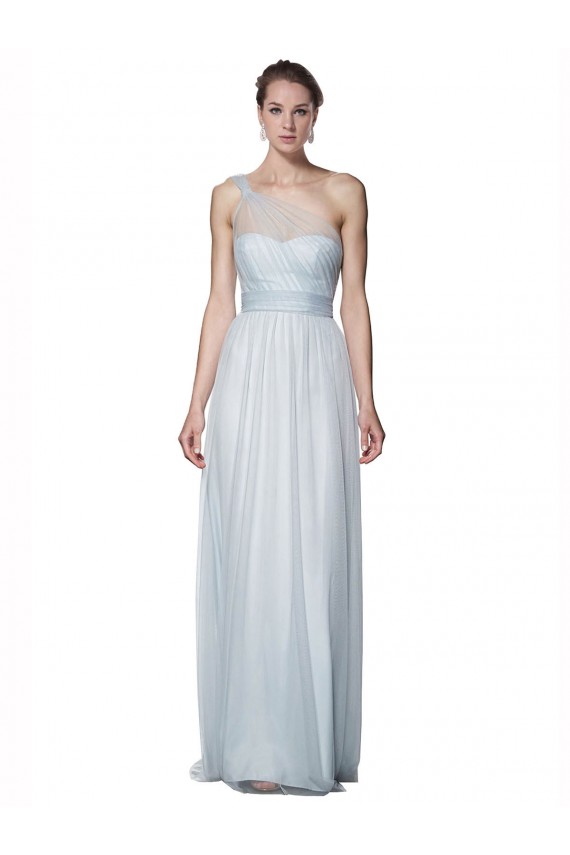 One Shoulder Illusion Tulle Bridesmaid Dress with Knot Detail UK