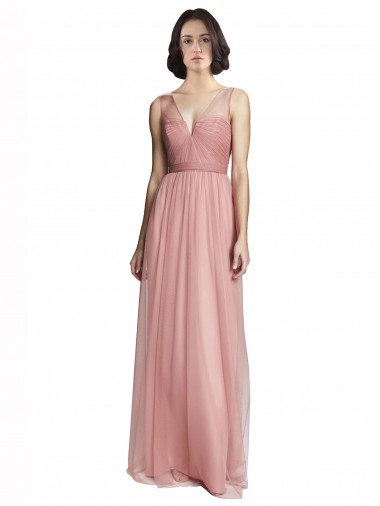 V-Neck Illusion Tulle Bridesmaids Dress UK