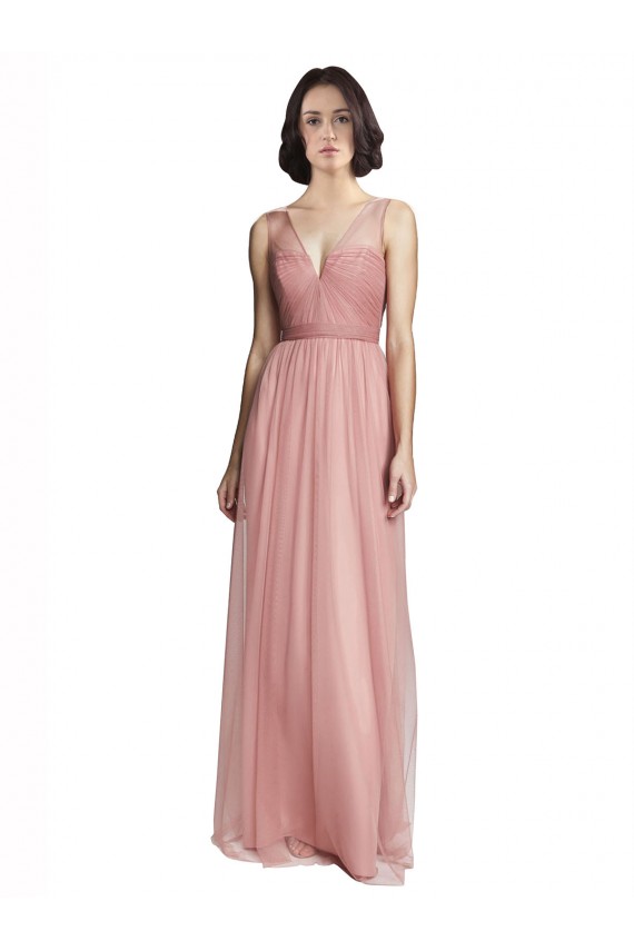 V-Neck Illusion Tulle Bridesmaids Dress UK