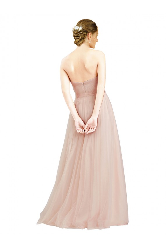 Floor Length Sweetheart Tulle Bridesmaid Dress with Open Back UK