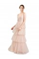 V-Neck A-Line Layered Long Tulle Bridesmaid Dress UK