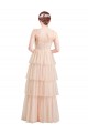 V-Neck A-Line Layered Long Tulle Bridesmaid Dress UK