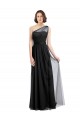 Ruched Long Soft Tulle Bridesmaid Dress with Sheer Netting Shoulder Strap UK