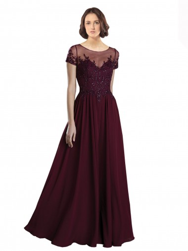 Full Length Beaded and Embroidered Tulle Bodice Long Chiffon Bridesmaid Dress UK