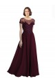 Full Length Beaded and Embroidered Tulle Bodice Long Chiffon Bridesmaid Dress UK