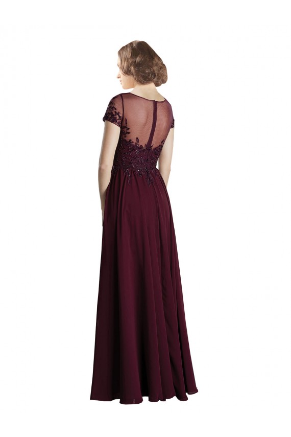 Full Length Beaded and Embroidered Tulle Bodice Long Chiffon Bridesmaid Dress UK