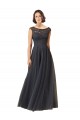 Long Bateau Tulle Bridesmaid Dress with Lace Bodice UK