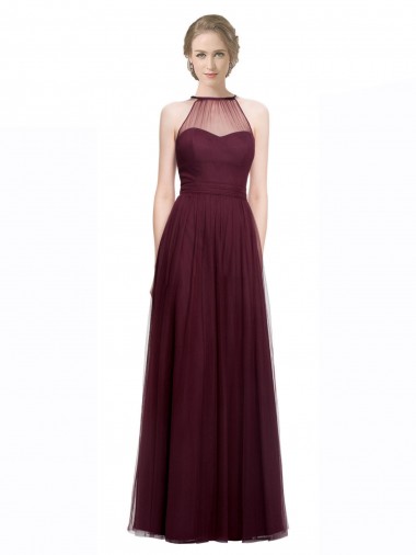 Full Length Soft Tulle Spaghetti Strap Bridesmaid Dress UK