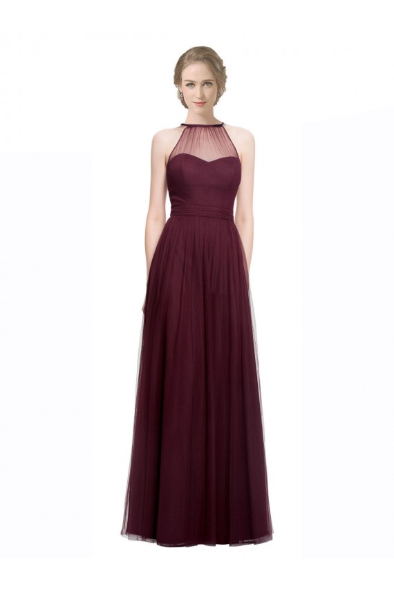 Full Length Soft Tulle Spaghetti Strap Bridesmaid Dress UK