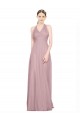 Ruffled Halter V-Neck Long Tulle Bridesmaid Dress with Pleats UK