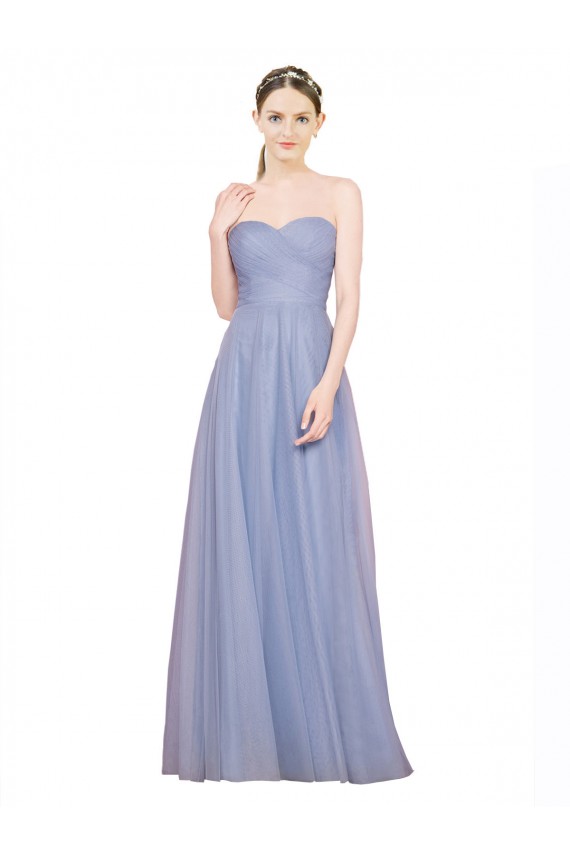 Strapless Sweetheart A-Line Tulle Bridesmaid Dress with Low Back UK