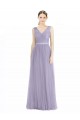 Wide Straps V-Neck Long Tulle Bridesmaids with Belt UK