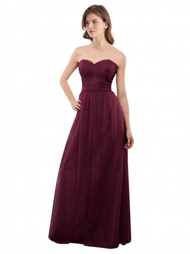 Strapless Tulle A-line bridesmaid dress with pleated top UK