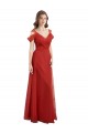 Cold Shoulder Pleated Wrap Tulle Bridesmaid Dress with Low V-Back UK